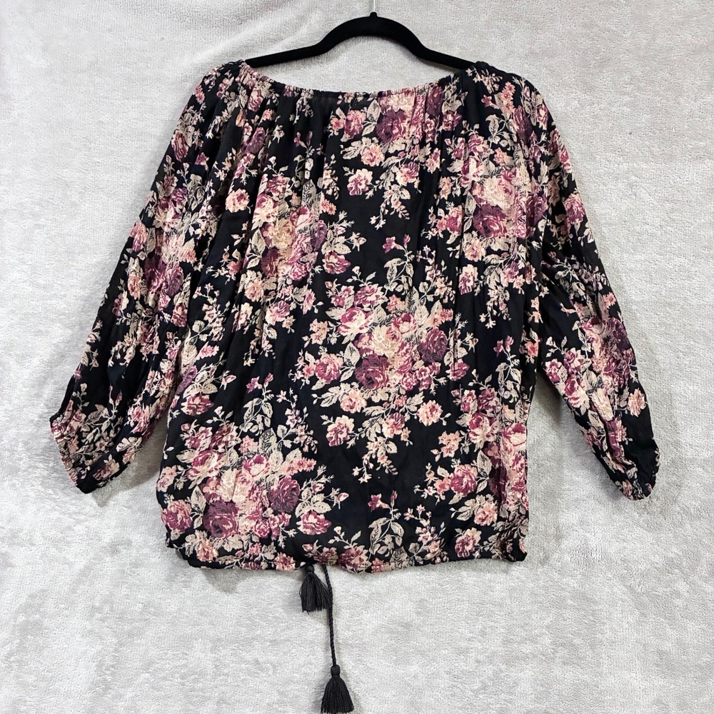 Denim Supply Ralph Lauren Peasant Blouse Small Boho Prairie Indie Dark Romantic